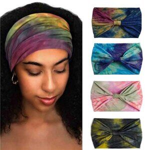 Wide Headbands Stretch Turban Knotted Hairbands Elastic Yoga Workout Sweatband